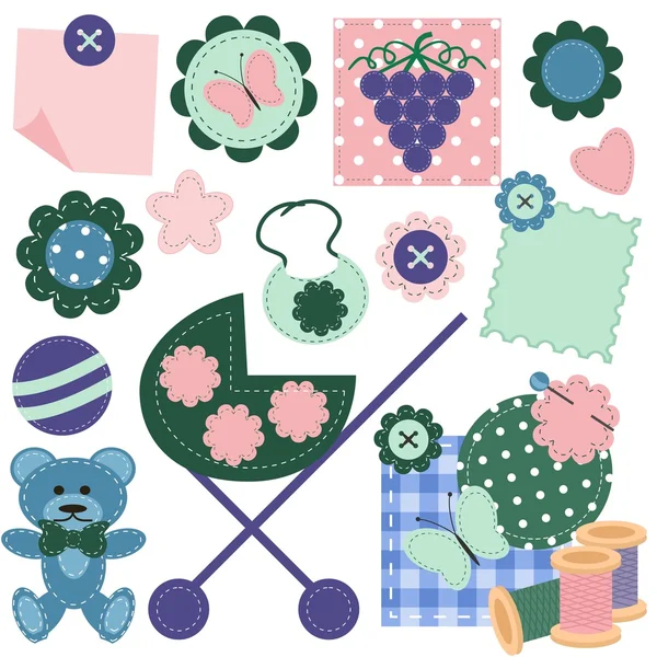 Scrapbook set with different objects — Stock Vector