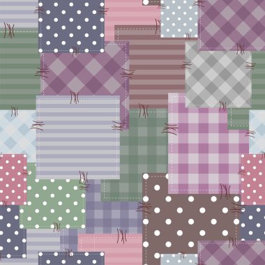 Patchwork background with different patterns clipart