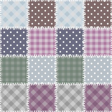 Patchwork background with different patterns clipart