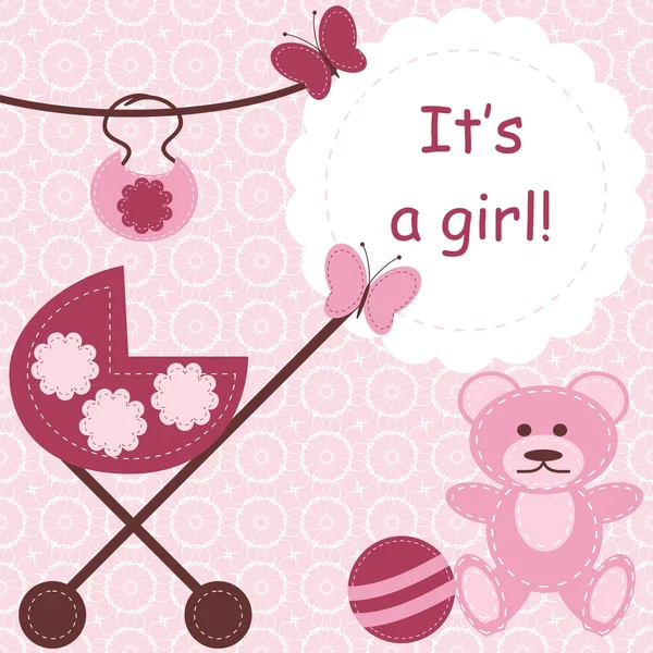 新生児の女の子のためのグリーティング カード — ストックベクタ