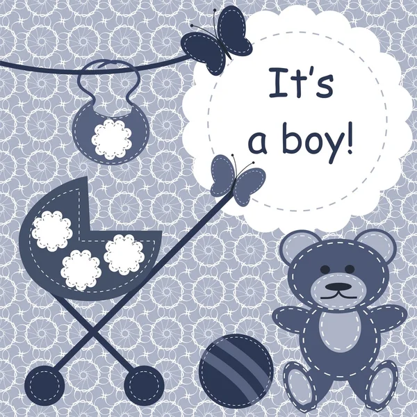 Greeting card for newborn boy — Stock Vector