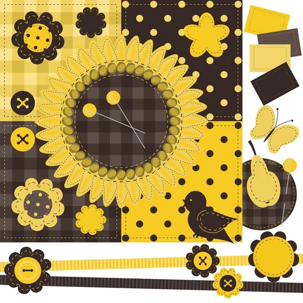 Scrapbook set with different objects — Stock Vector