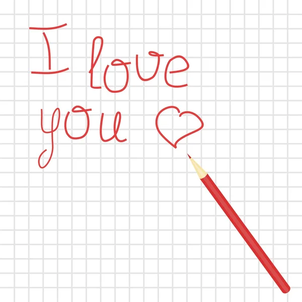 Liebeserklärung und Bleistift — Stockvektor