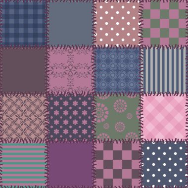 Patchwork background with different patterns clipart