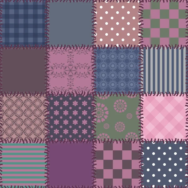 Patchwork fond avec différents modèles — Image vectorielle