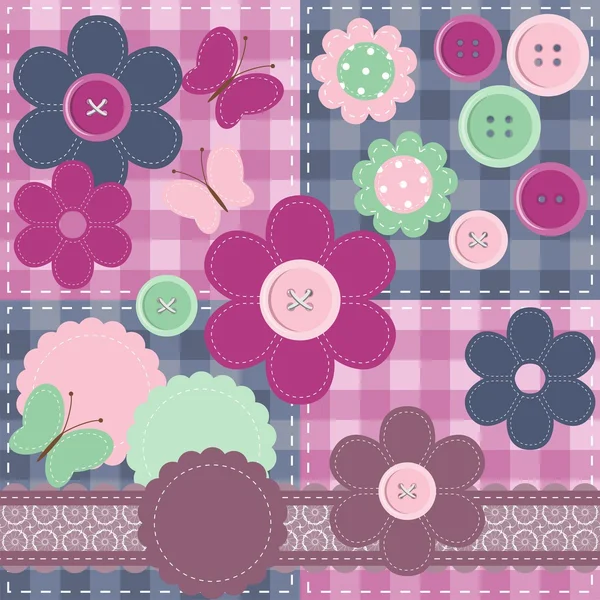 Set de patchwork avec différents objets de scrapbook — Image vectorielle