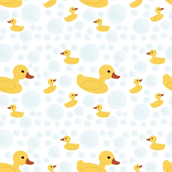 与鸭和泡沫浴背景 — 图库矢量图片