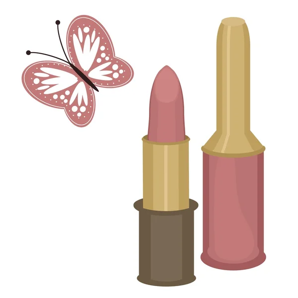 Set with lipstick and nail polish — Stock Vector
