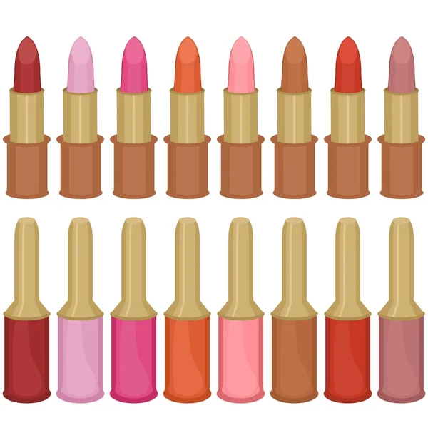Set with lipsticks and nail polish — Stock Vector