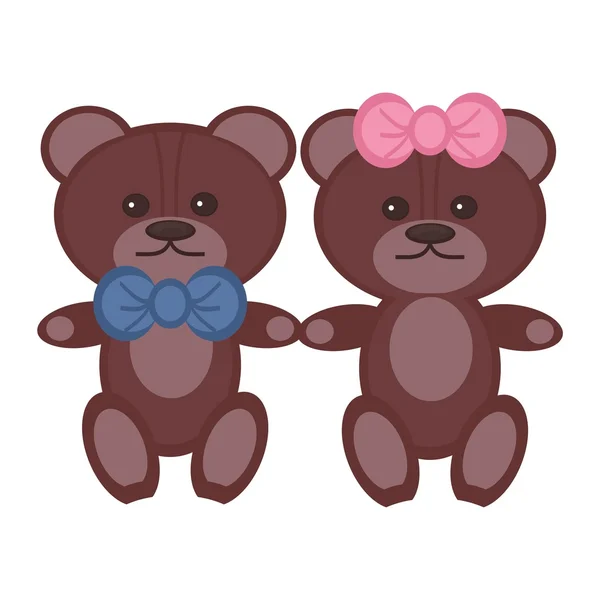 Två fina björnar par — Stock vektor