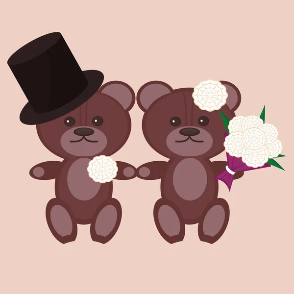 Nice bears bridegroom and bride — Stock Vector