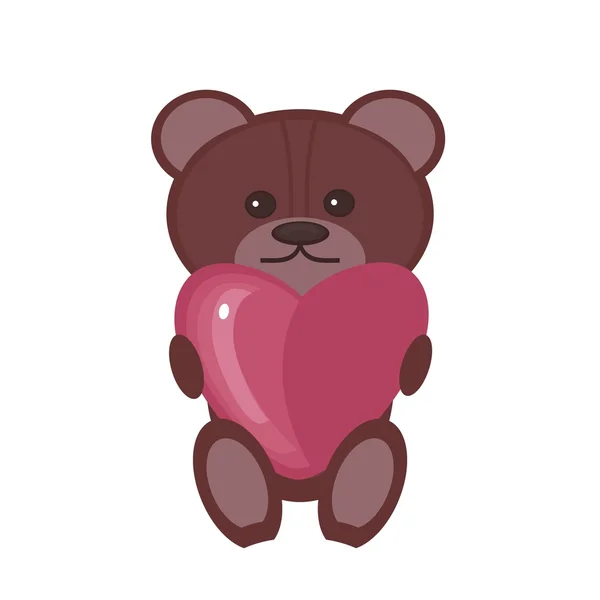 Kalp ile güzel bir oyuncak ayı — Stok Vektör