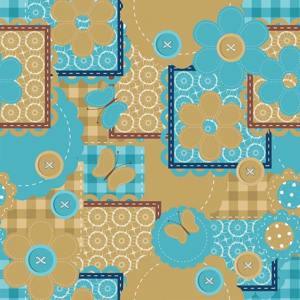 Stock vector Seamless patchwork pattern with different objects