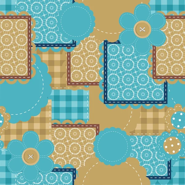 Stock vector Seamless patchwork pattern with different objects