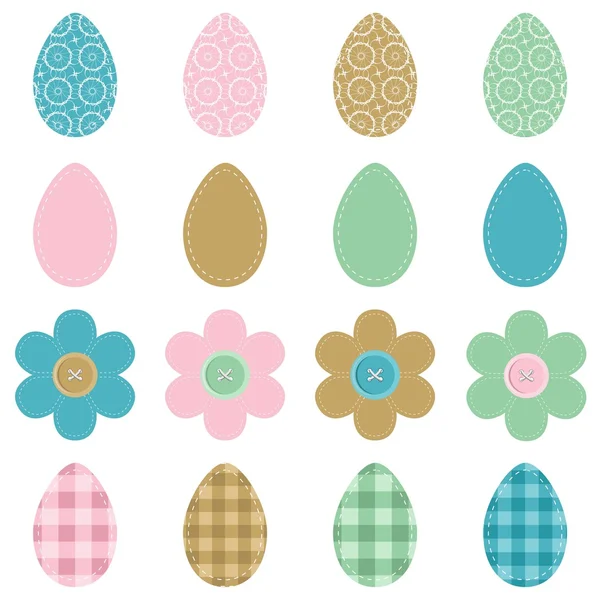 Easter eggs and flowers scrapbook on white — Stock Vector