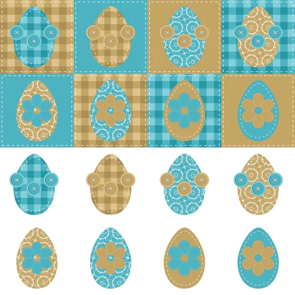 Uova di Pasqua e fiori scrapbook su bianco — Vettoriale Stock