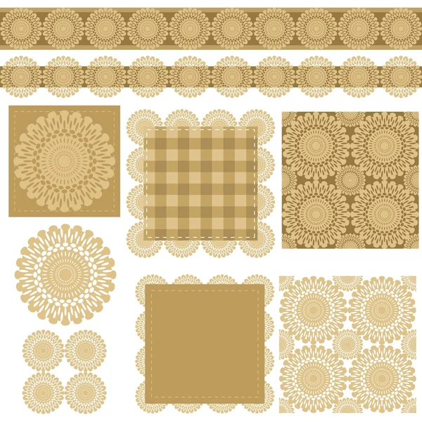 Set with scrapbook objects with lace — Stock Vector