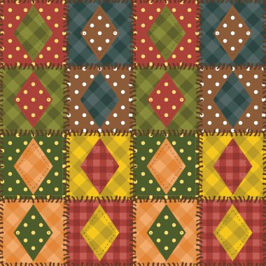 Patchwork background with different patterns clipart