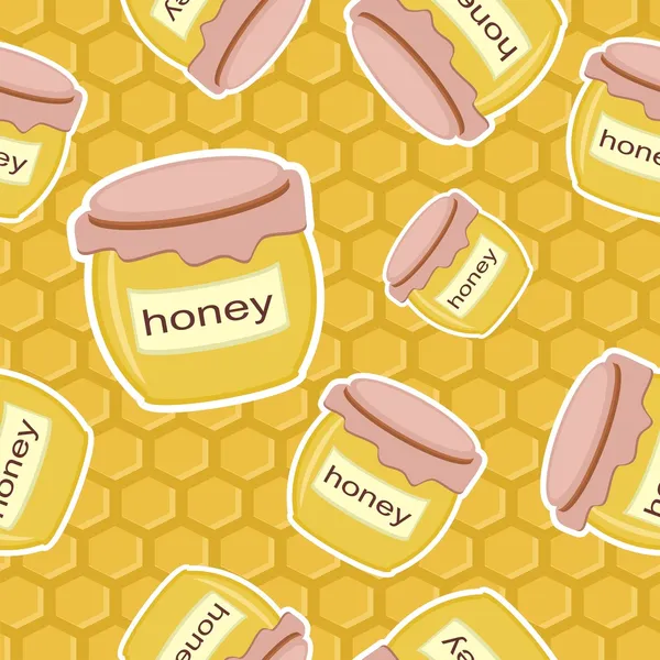 Varratmentes háttérben a méz edények — Stock Vector