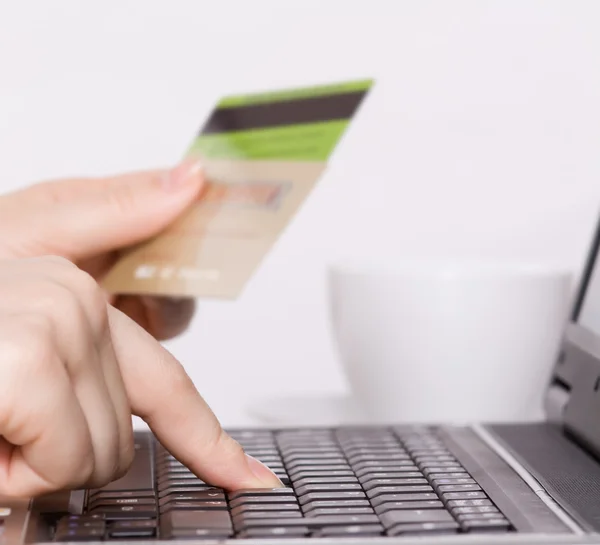 stock image Woman using a credit card