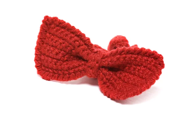 Knitted red baby bow tie — Stock Photo, Image