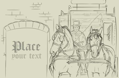 Vector horse carriage clipart