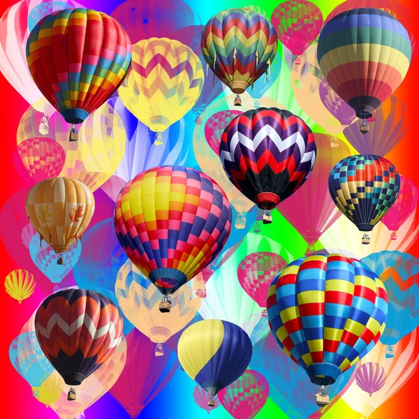 色彩丰富的插画与多个气球. — 图库照片