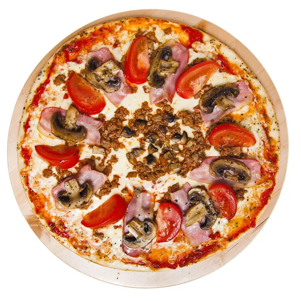 Pizza with ham — Stock Photo, Image