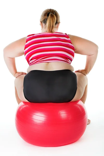 Fat woman fitness — Stock Photo, Image