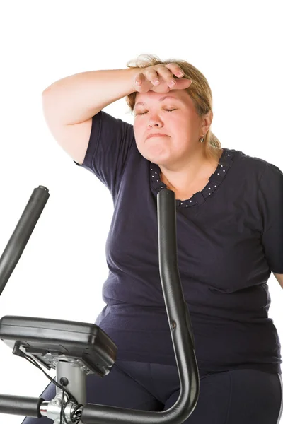 Tired fat woman — Stock Photo, Image