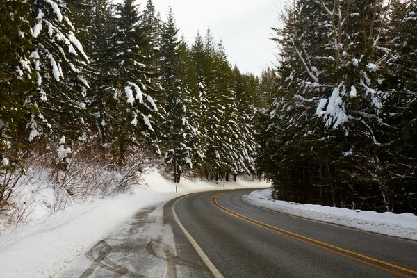 Горная дорога зимой — стоковое фото