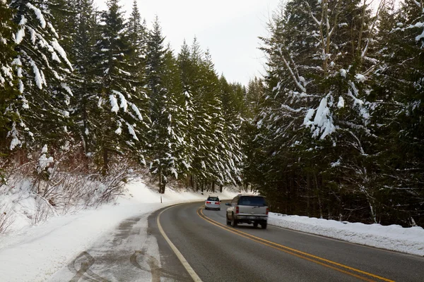 Camino de montaña en invierno Fotos de stock libres de derechos