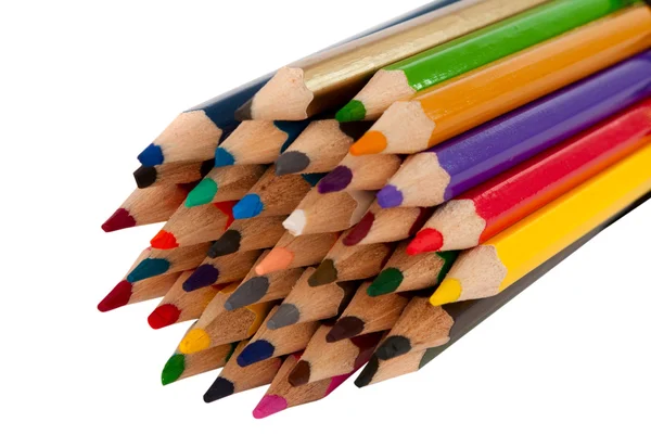 Barevné tužky, samostatný — Stock fotografie