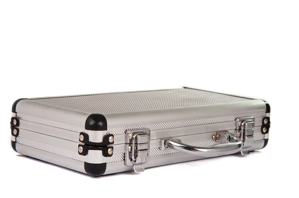 Aluminiowa walizka na białym tle — Zdjęcie stockowe