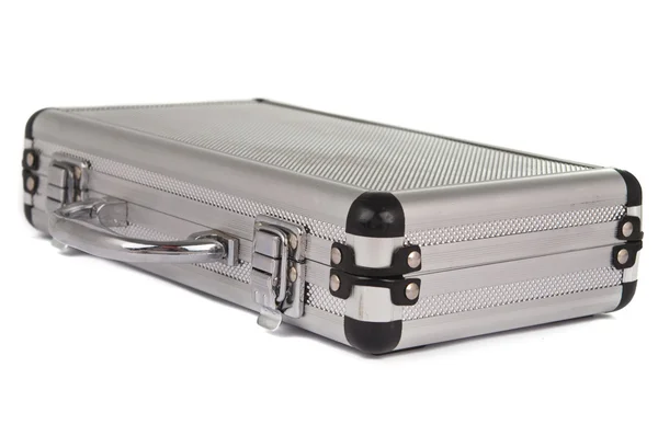 Aluminiowa walizka na białym tle — Zdjęcie stockowe