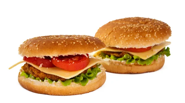 Fast-foody. Grupa hamburgera na białym tle — Zdjęcie stockowe