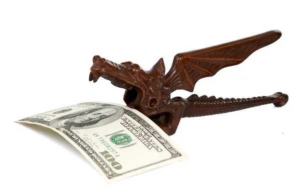 Bir dolarlık banknot ile Dragon — Stok fotoğraf
