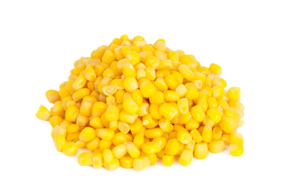 Puszki kukurydzy na białym tle — Zdjęcie stockowe