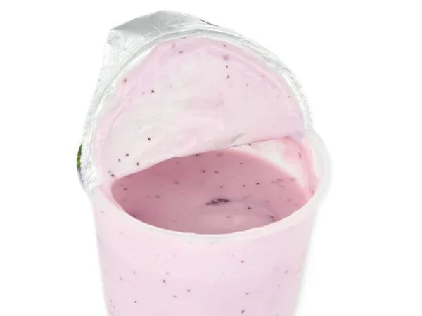 Jogurt na białym tle owoc — Zdjęcie stockowe