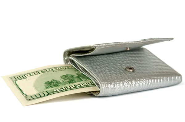 Dolarów z torba na białym tle — Zdjęcie stockowe