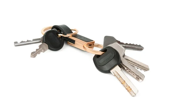 Chaveiro com chaves isoladas — Fotografia de Stock