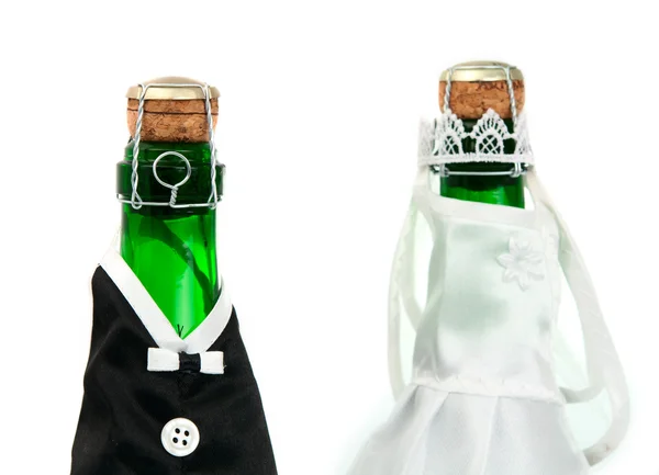Wedding champagne bottle — Stock Photo, Image