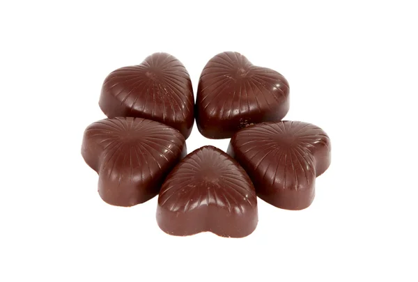 孤立的心形巧克力 — 图库照片