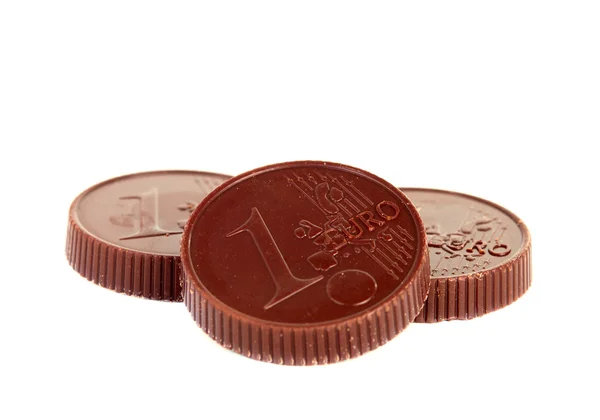 Euro czekolady na białym tle — Zdjęcie stockowe