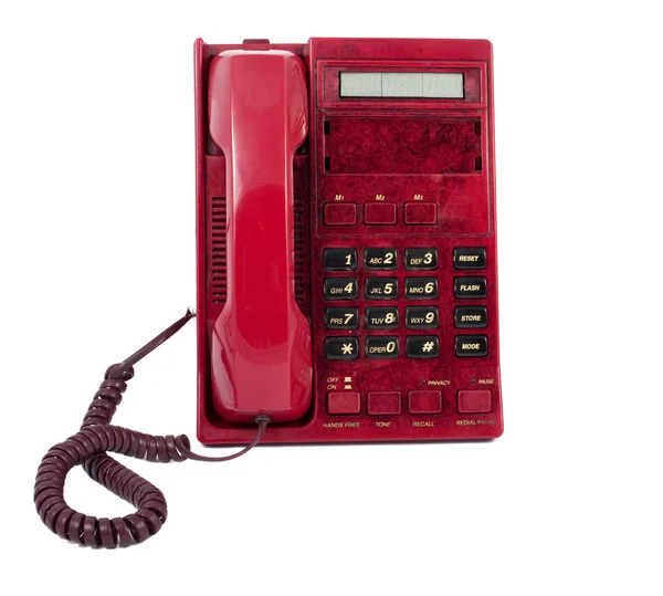 Červený telefon, samostatný — Stock fotografie