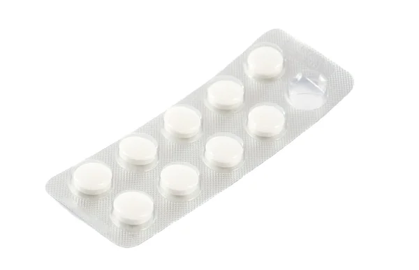 Opakowanie tabletek na białym tle — Zdjęcie stockowe