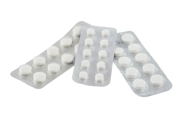 Tabletten isoliert verpacken — Stockfoto