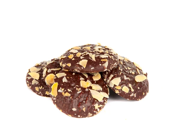 Migdałowy czekoladowe ciasteczko na białym tle — Zdjęcie stockowe