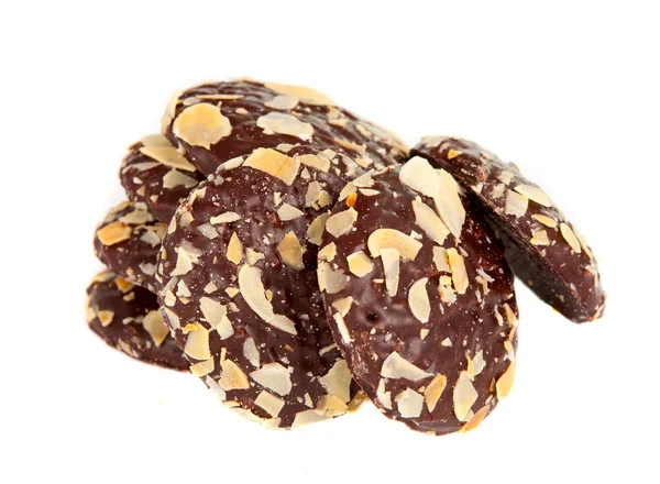 孤立的杏仁巧克力饼干 图库图片