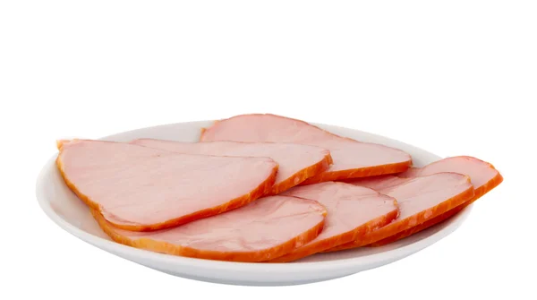 Slices of ham on the plate — Stock Photo, Image